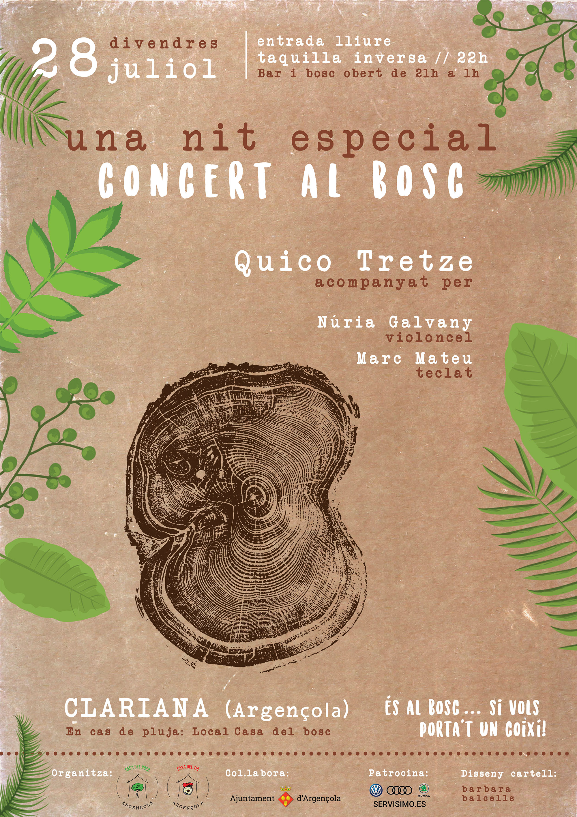 cartell Concert al bosc amb Quico Tretze
